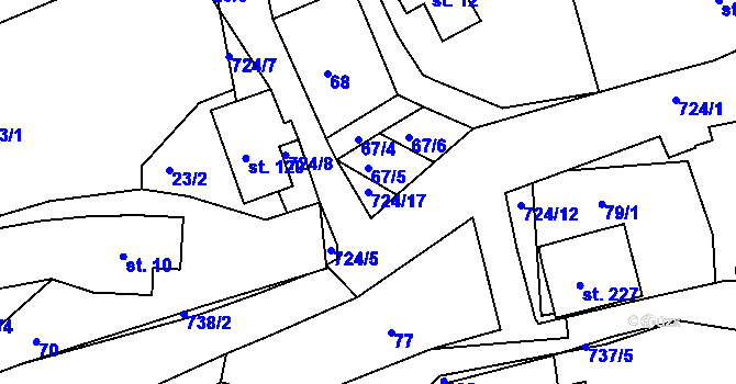 Parcela st. 724/17 v KÚ Borová, Katastrální mapa