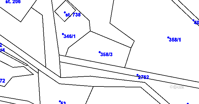 Parcela st. 358/3 v KÚ Borová u Poličky, Katastrální mapa