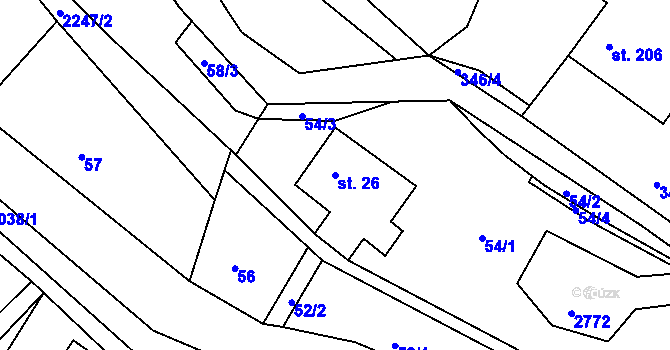 Parcela st. 26 v KÚ Borová u Poličky, Katastrální mapa