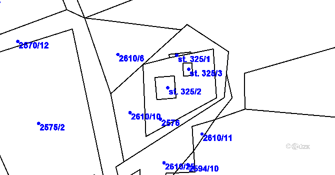 Parcela st. 325/2 v KÚ Borová u Poličky, Katastrální mapa