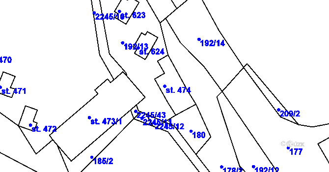 Parcela st. 474 v KÚ Borová u Poličky, Katastrální mapa