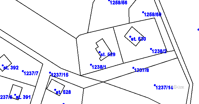 Parcela st. 529 v KÚ Borová u Poličky, Katastrální mapa