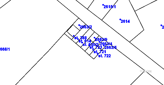Parcela st. 630/2 v KÚ Borová u Poličky, Katastrální mapa