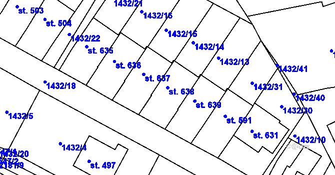 Parcela st. 638 v KÚ Borová u Poličky, Katastrální mapa