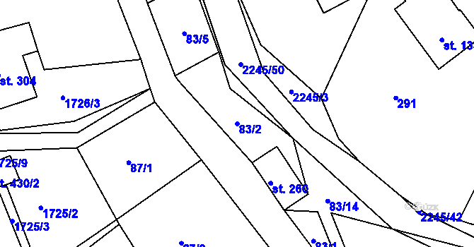 Parcela st. 83/2 v KÚ Borová u Poličky, Katastrální mapa
