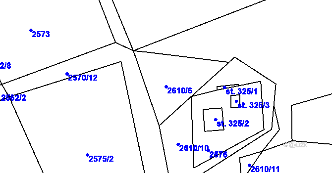 Parcela st. 2610/6 v KÚ Borová u Poličky, Katastrální mapa
