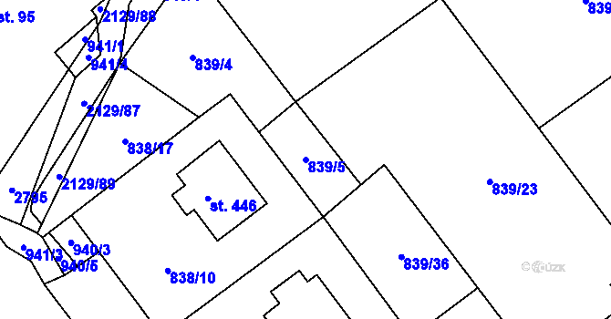 Parcela st. 839/5 v KÚ Borová u Poličky, Katastrální mapa