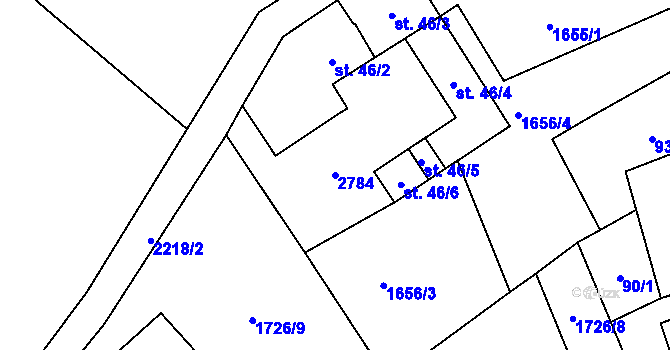 Parcela st. 2784 v KÚ Borová u Poličky, Katastrální mapa