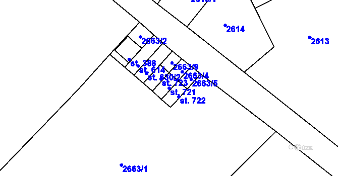 Parcela st. 721 v KÚ Borová u Poličky, Katastrální mapa