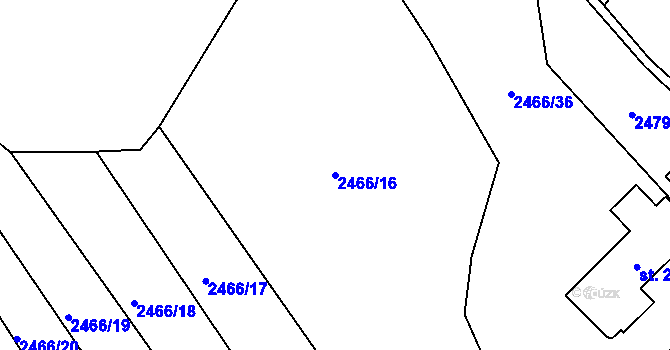 Parcela st. 2466/16 v KÚ Borová u Poličky, Katastrální mapa
