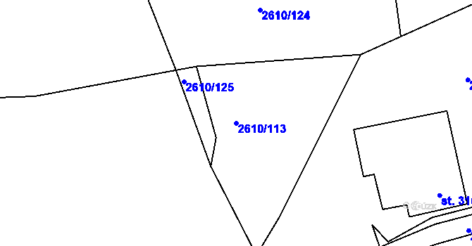 Parcela st. 2610/113 v KÚ Borová u Poličky, Katastrální mapa