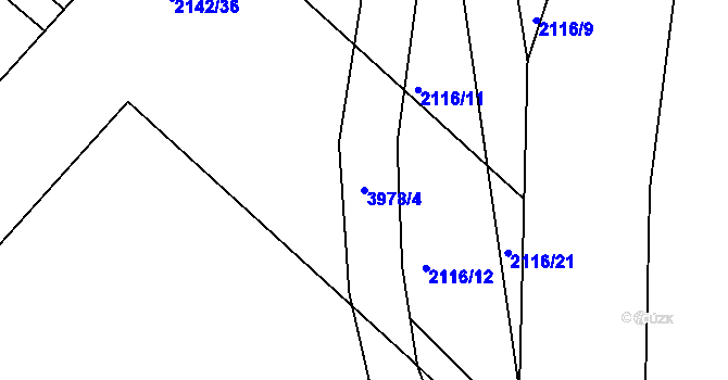 Parcela st. 3978/4 v KÚ Borovany, Katastrální mapa