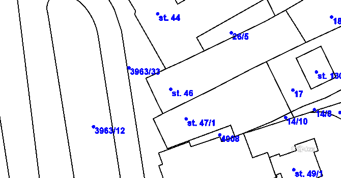 Parcela st. 46 v KÚ Borovany, Katastrální mapa