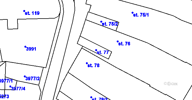 Parcela st. 77 v KÚ Borovany, Katastrální mapa