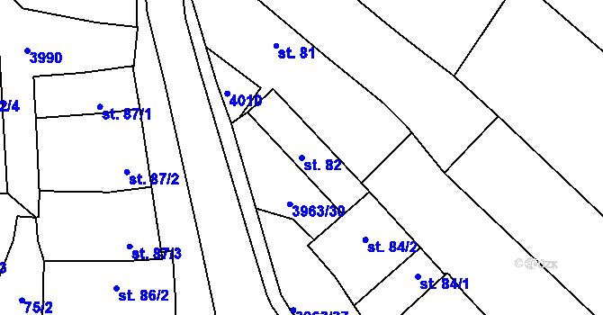 Parcela st. 82 v KÚ Borovany, Katastrální mapa
