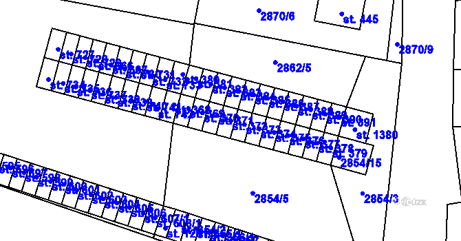 Parcela st. 372 v KÚ Borovany, Katastrální mapa