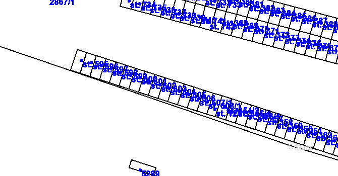 Parcela st. 604 v KÚ Borovany, Katastrální mapa
