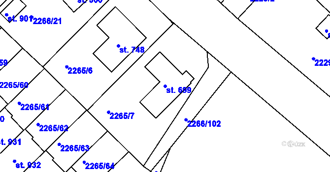 Parcela st. 699 v KÚ Borovany, Katastrální mapa