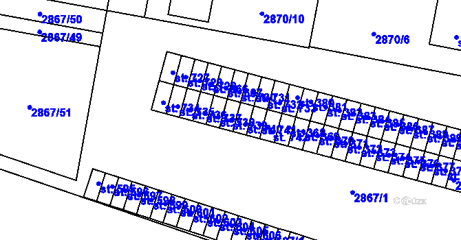 Parcela st. 739 v KÚ Borovany, Katastrální mapa