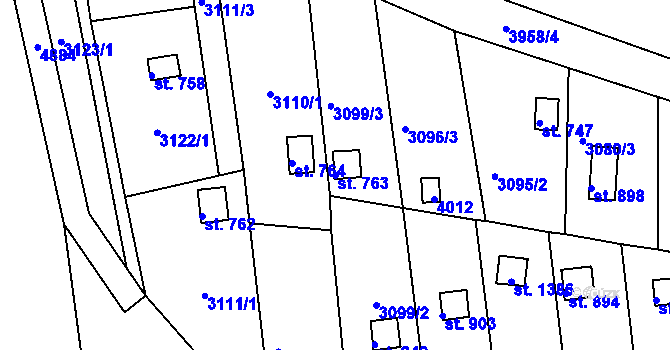 Parcela st. 763 v KÚ Borovany, Katastrální mapa
