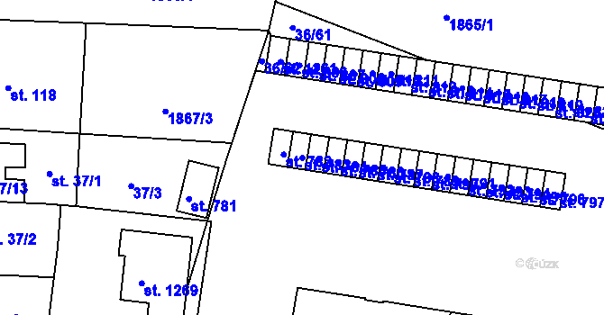 Parcela st. 783 v KÚ Borovany, Katastrální mapa