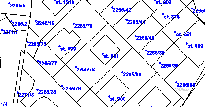 Parcela st. 911 v KÚ Borovany, Katastrální mapa