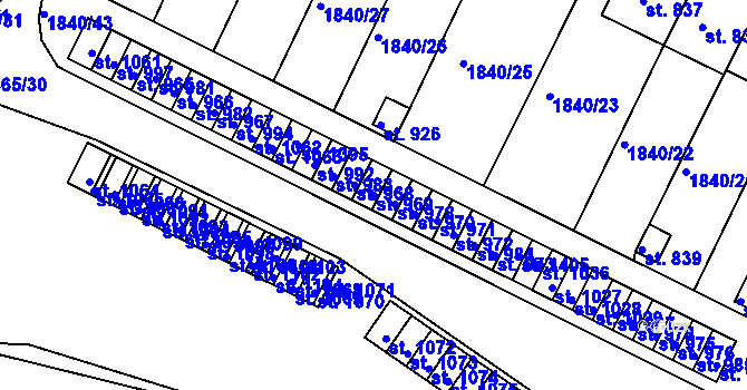 Parcela st. 969 v KÚ Borovany, Katastrální mapa