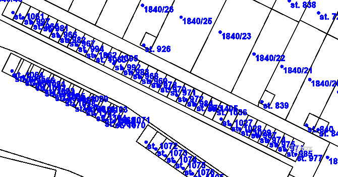 Parcela st. 971 v KÚ Borovany, Katastrální mapa