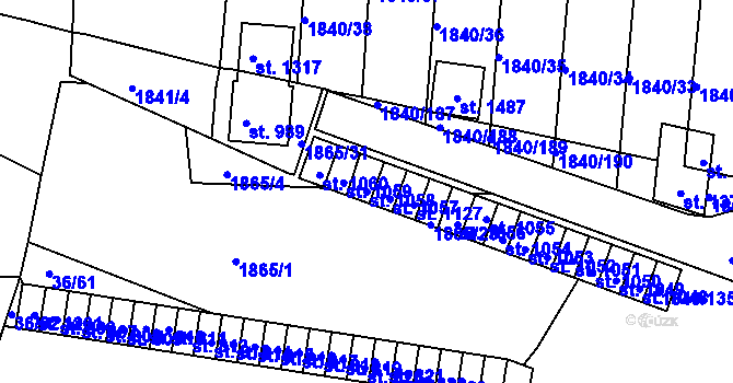 Parcela st. 1058 v KÚ Borovany, Katastrální mapa