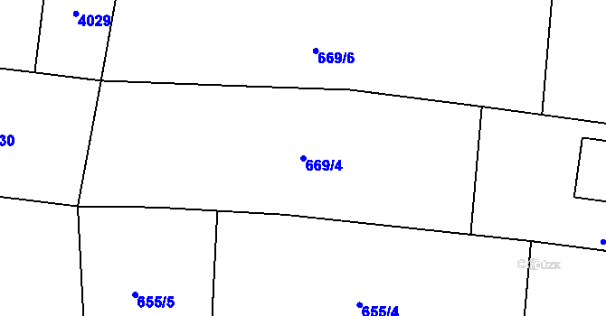 Parcela st. 669/4 v KÚ Borovany, Katastrální mapa