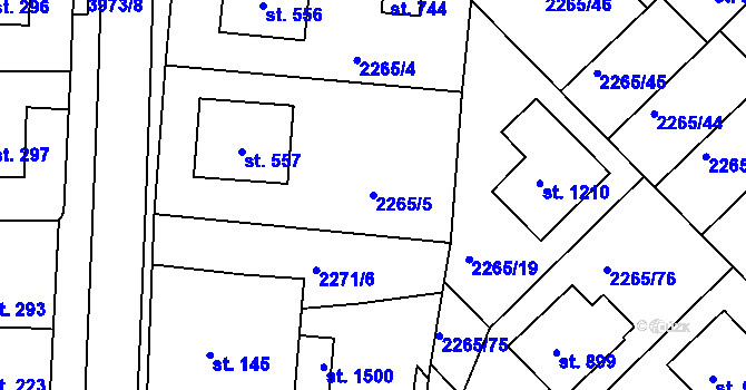 Parcela st. 2265/5 v KÚ Borovany, Katastrální mapa