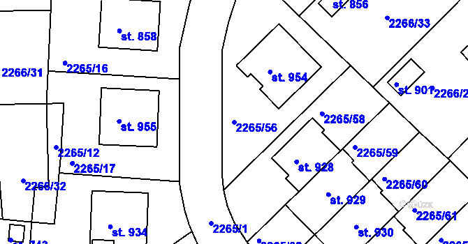 Parcela st. 2265/56 v KÚ Borovany, Katastrální mapa