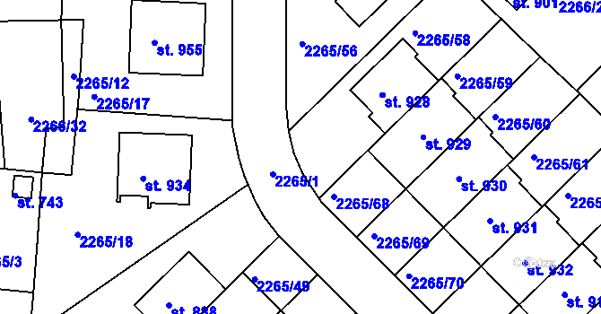 Parcela st. 2265/67 v KÚ Borovany, Katastrální mapa