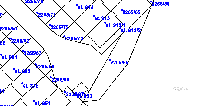 Parcela st. 2265/74 v KÚ Borovany, Katastrální mapa