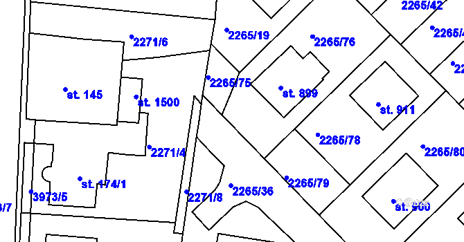 Parcela st. 2265/77 v KÚ Borovany, Katastrální mapa