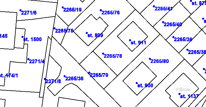 Parcela st. 2265/78 v KÚ Borovany, Katastrální mapa