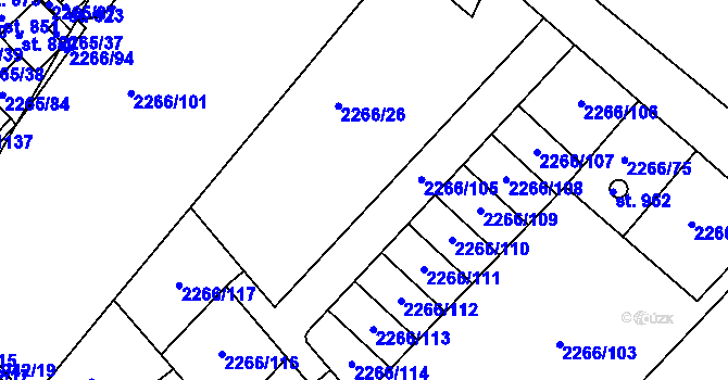 Parcela st. 2266/26 v KÚ Borovany, Katastrální mapa