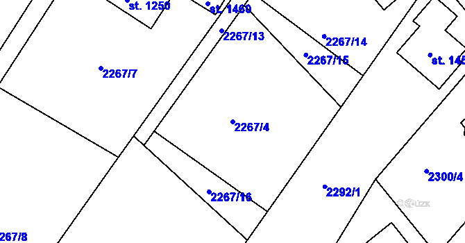 Parcela st. 2267/4 v KÚ Borovany, Katastrální mapa