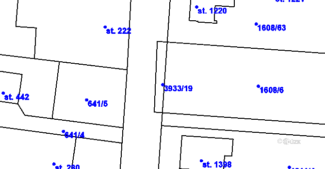 Parcela st. 3933/19 v KÚ Borovany, Katastrální mapa