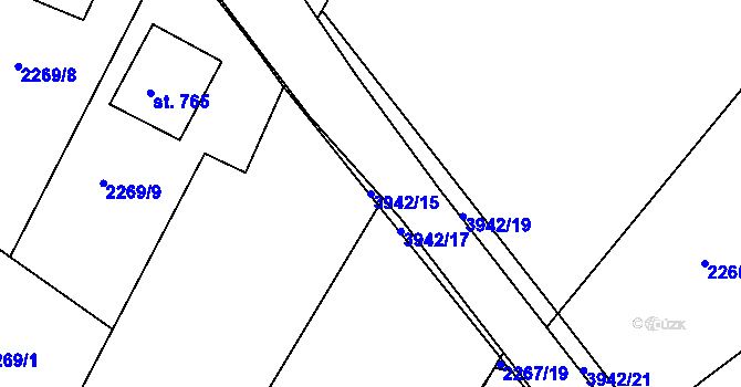 Parcela st. 3942/15 v KÚ Borovany, Katastrální mapa