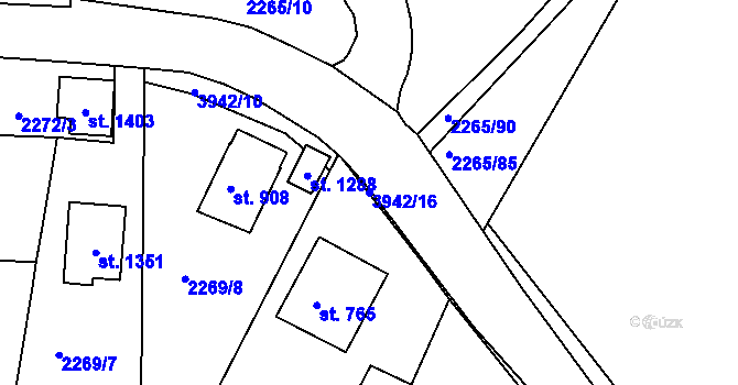 Parcela st. 3942/16 v KÚ Borovany, Katastrální mapa