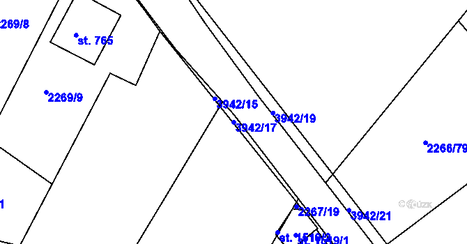 Parcela st. 3942/17 v KÚ Borovany, Katastrální mapa