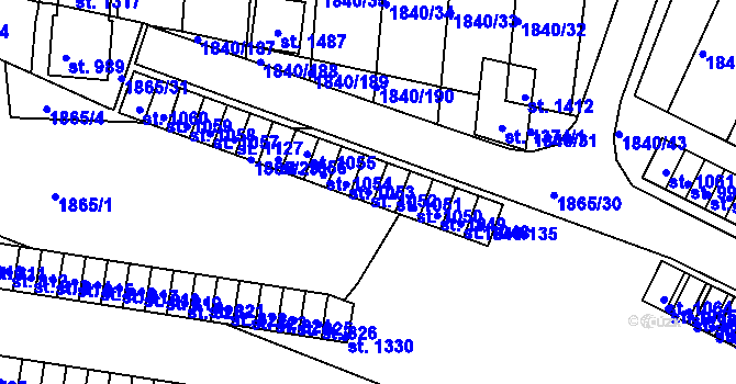 Parcela st. 1052 v KÚ Borovany, Katastrální mapa