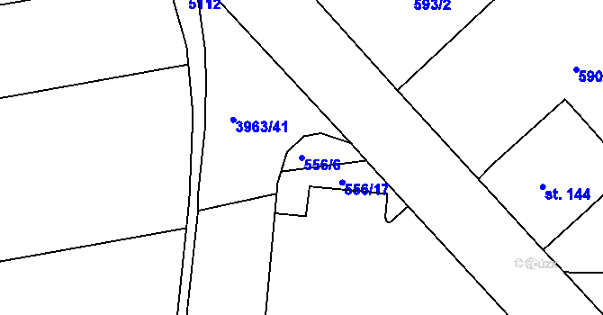 Parcela st. 556/6 v KÚ Borovany, Katastrální mapa