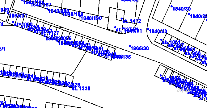 Parcela st. 1048 v KÚ Borovany, Katastrální mapa