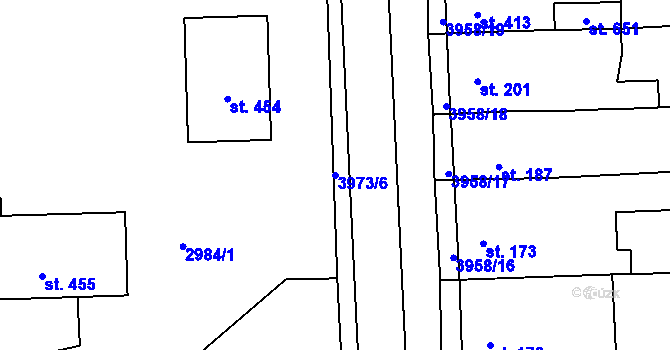 Parcela st. 3973/6 v KÚ Borovany, Katastrální mapa