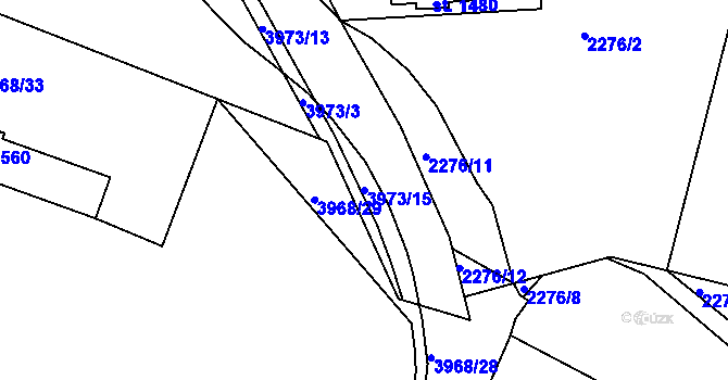 Parcela st. 3973/15 v KÚ Borovany, Katastrální mapa