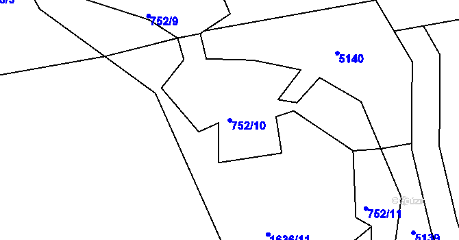 Parcela st. 752/10 v KÚ Borovany, Katastrální mapa