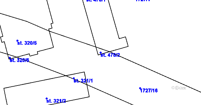 Parcela st. 476/2 v KÚ Borovany, Katastrální mapa