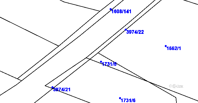 Parcela st. 3974/22 v KÚ Borovany, Katastrální mapa